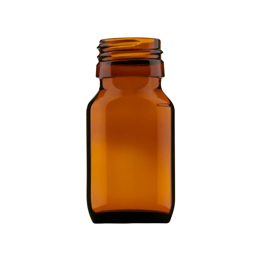 Pildorero de vidrio de 30 mL de color ámbar