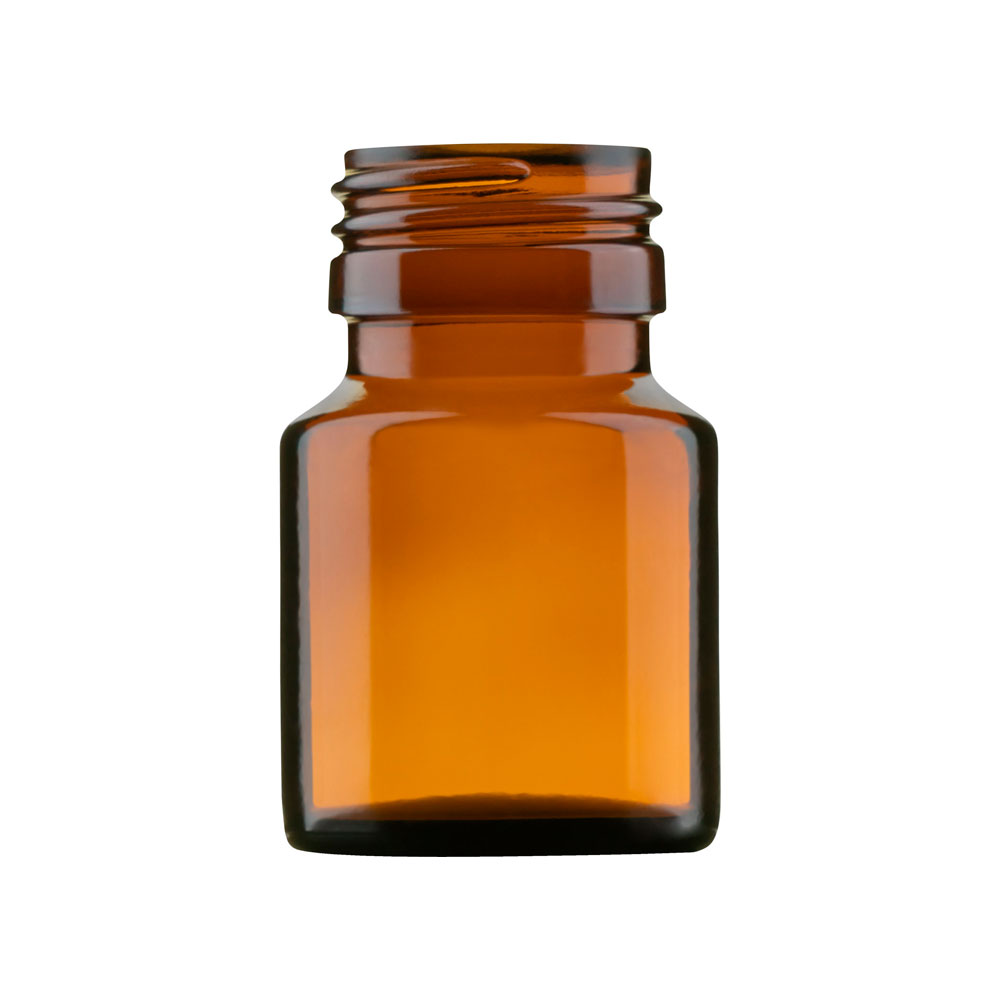 Pildorero de vidrio de 30 mL de color ámbar